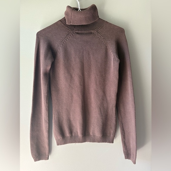 Zara size small, Chocolate Brown Turtleneck Sweater, Cotton, long sleeve - Picture 4 of 4